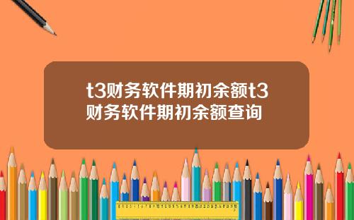 t3财务软件期初余额t3财务软件期初余额查询