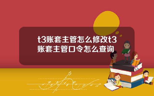 t3账套主管怎么修改t3账套主管口令怎么查询