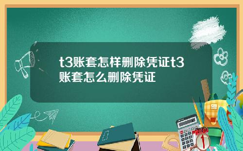t3账套怎样删除凭证t3账套怎么删除凭证