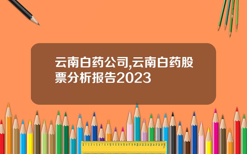 云南白药公司,云南白药股票分析报告2023