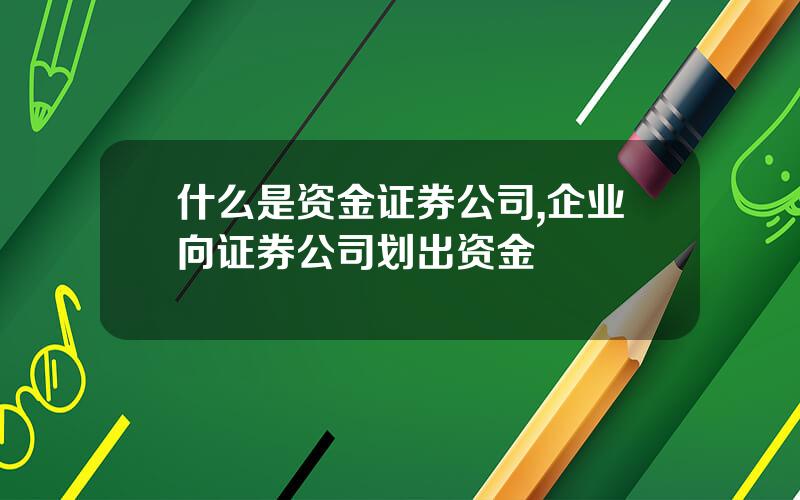 什么是资金证券公司,企业向证券公司划出资金