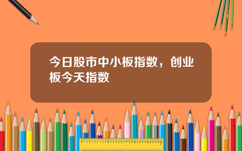 今日股市中小板指数，创业板今天指数
