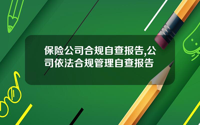 保险公司合规自查报告,公司依法合规管理自查报告