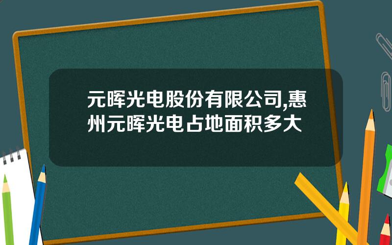 元晖光电股份有限公司,惠州元晖光电占地面积多大