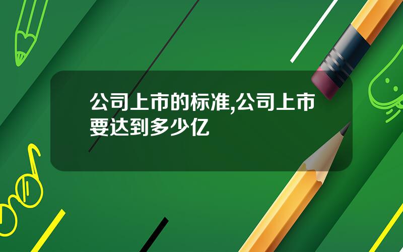 公司上市的标准,公司上市要达到多少亿