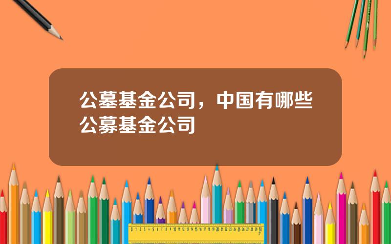 公墓基金公司，中国有哪些公募基金公司