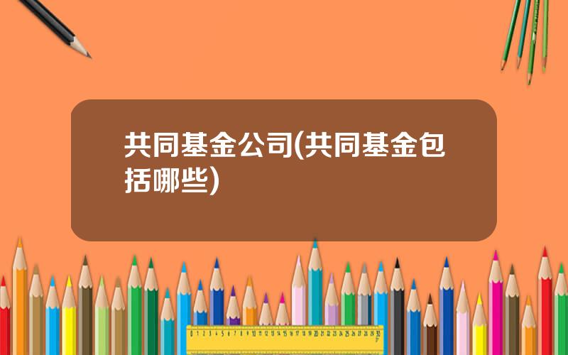 共同基金公司(共同基金包括哪些)