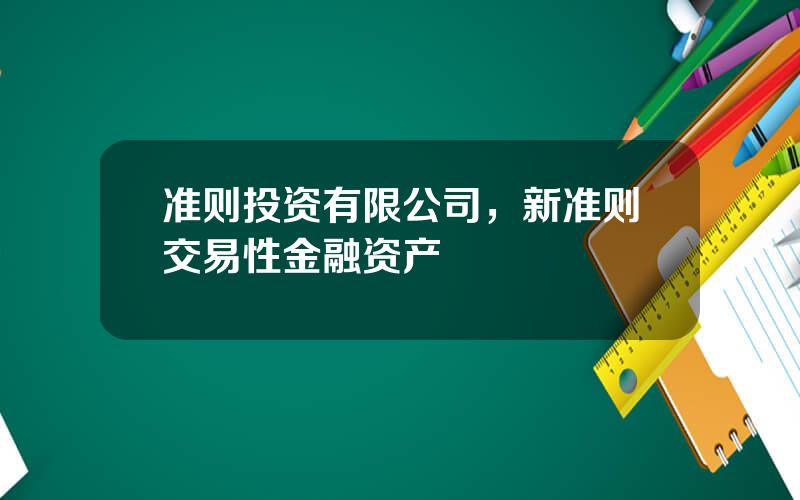 准则投资有限公司，新准则交易性金融资产