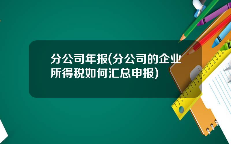 分公司年报(分公司的企业所得税如何汇总申报)