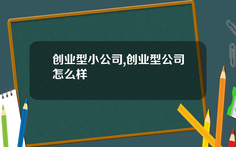 创业型小公司,创业型公司怎么样
