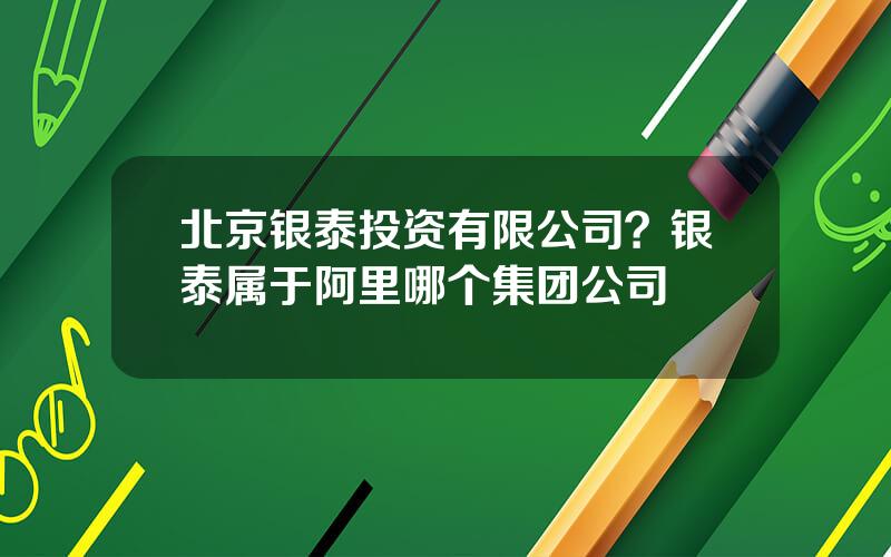 北京银泰投资有限公司？银泰属于阿里哪个集团公司