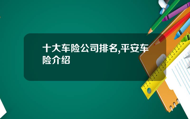 十大车险公司排名,平安车险介绍