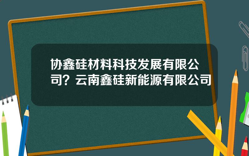 协鑫硅材料科技发展有限公司？云南鑫硅新能源有限公司