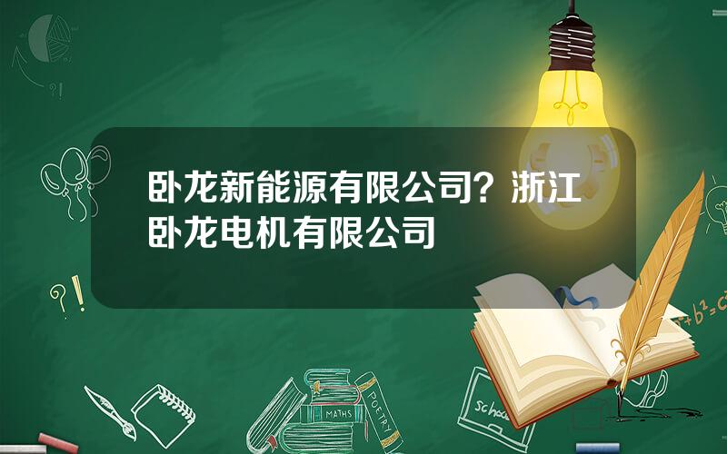 卧龙新能源有限公司？浙江卧龙电机有限公司