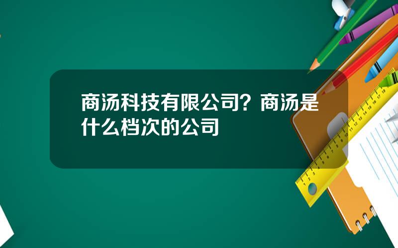 商汤科技有限公司？商汤是什么档次的公司