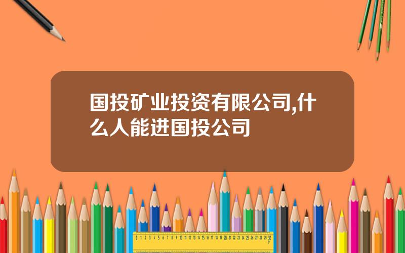 国投矿业投资有限公司,什么人能进国投公司