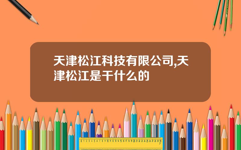 天津松江科技有限公司,天津松江是干什么的