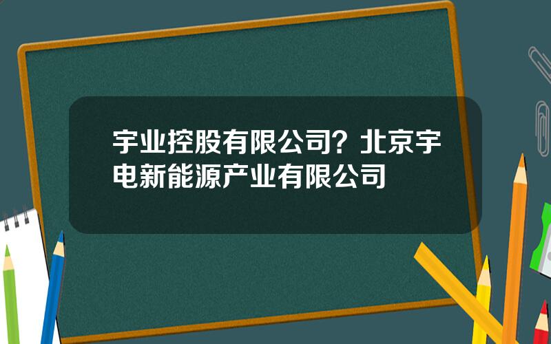 宇业控股有限公司？北京宇电新能源产业有限公司