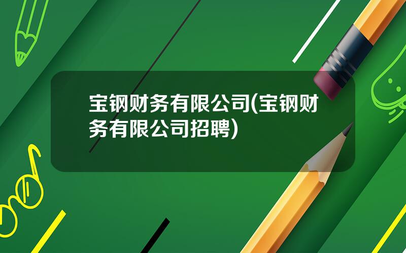 宝钢财务有限公司(宝钢财务有限公司招聘)