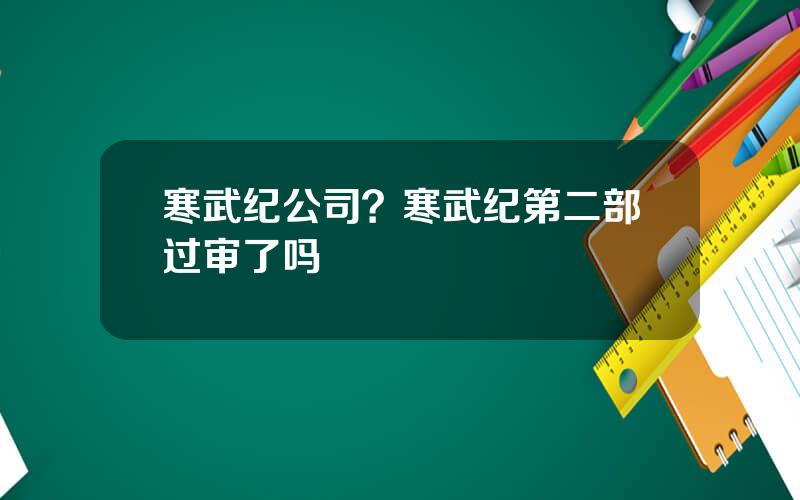 寒武纪公司？寒武纪第二部过审了吗