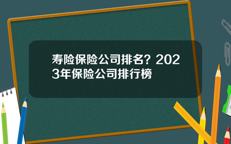 寿险保险公司排名？2023年保险公司排行榜