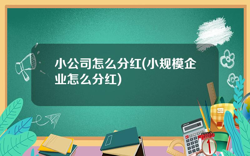 小公司怎么分红(小规模企业怎么分红)