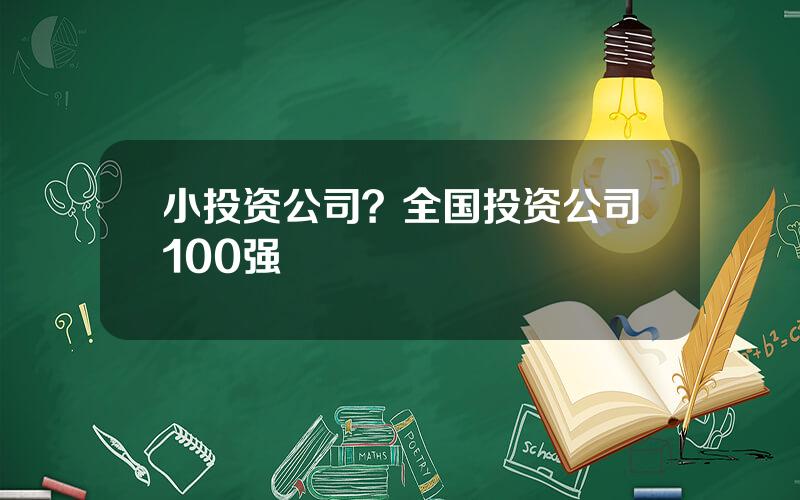小投资公司？全国投资公司100强
