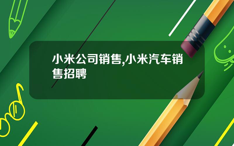 小米公司销售,小米汽车销售招聘