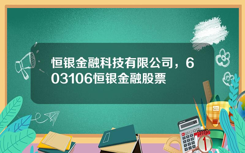 恒银金融科技有限公司，603106恒银金融股票