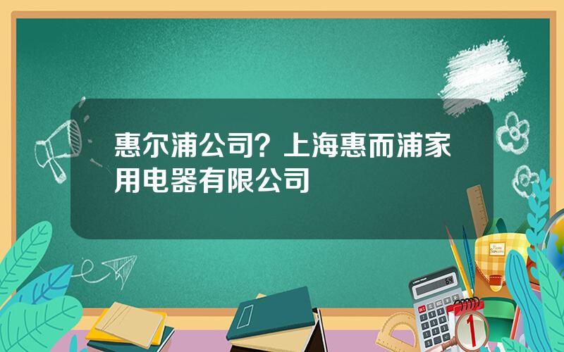 惠尔浦公司？上海惠而浦家用电器有限公司