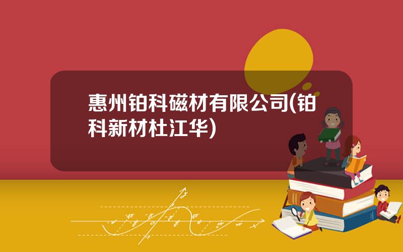 惠州铂科磁材有限公司(铂科新材杜江华)