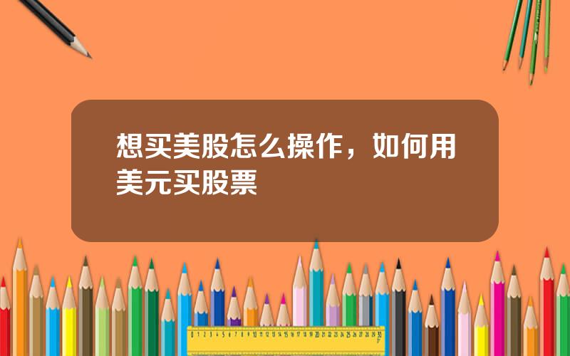 想买美股怎么操作，如何用美元买股票