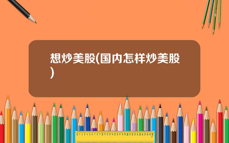 想炒美股(国内怎样炒美股)