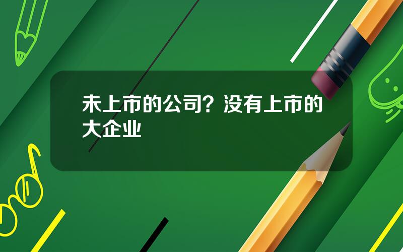 未上市的公司？没有上市的大企业