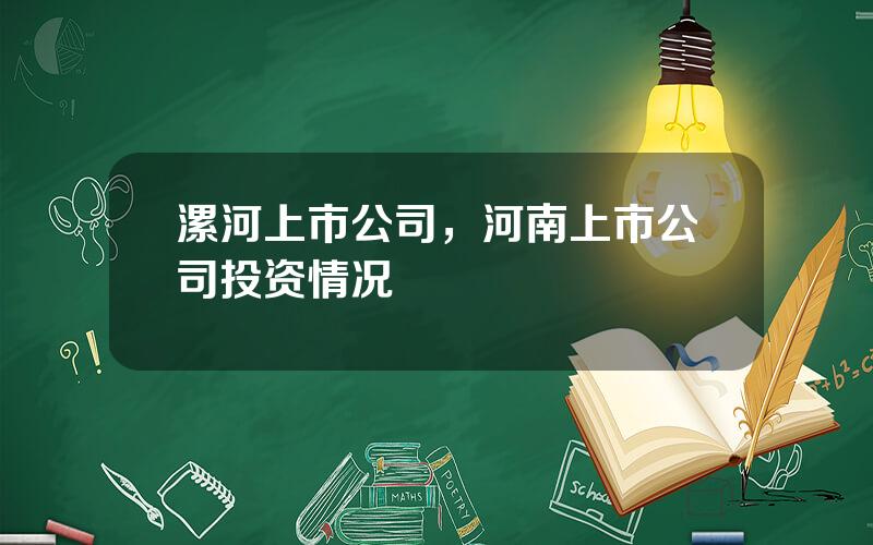 漯河上市公司，河南上市公司投资情况