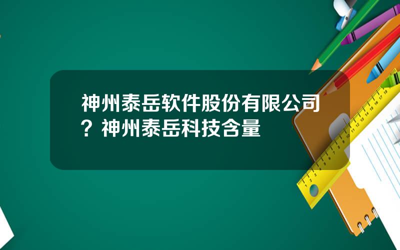 神州泰岳软件股份有限公司？神州泰岳科技含量